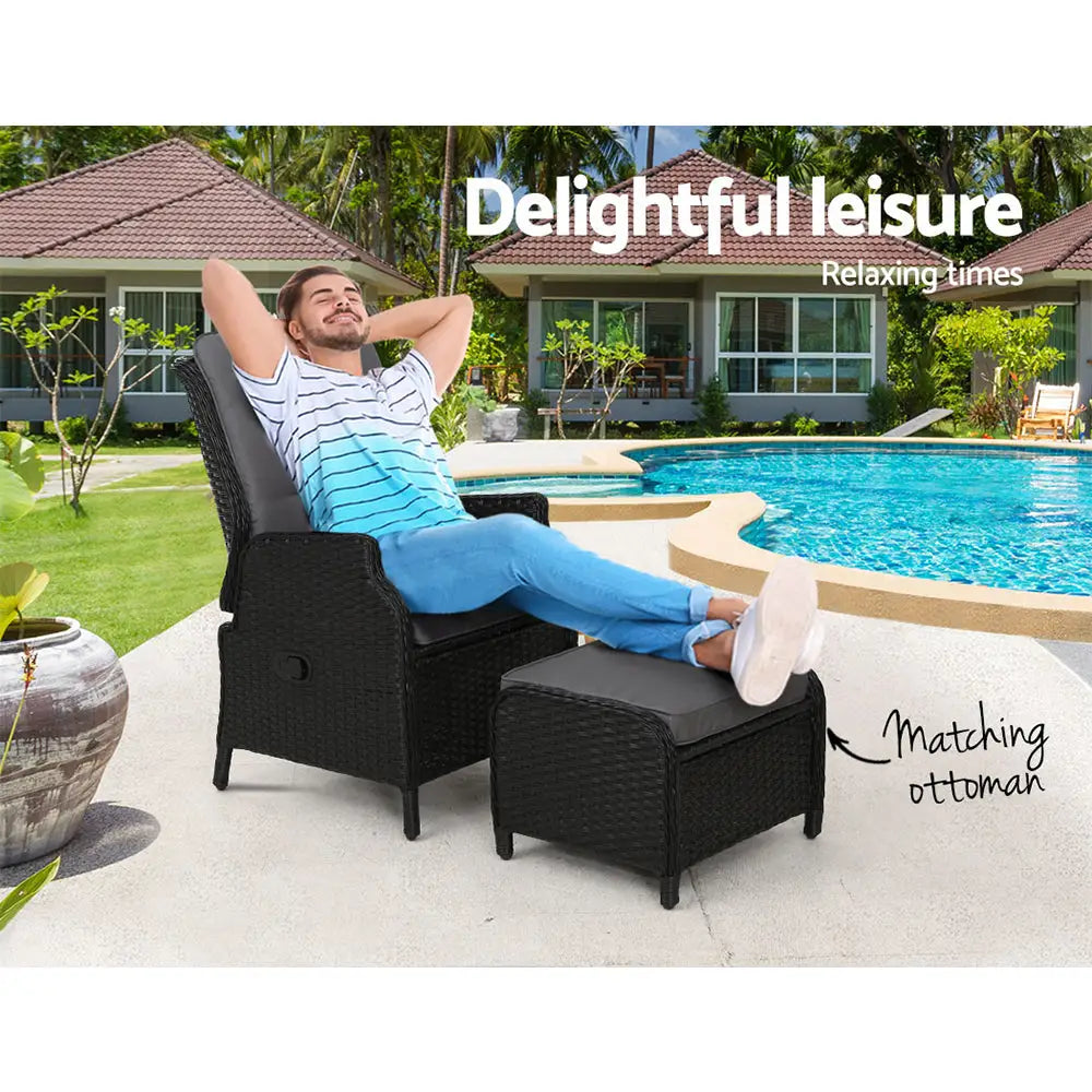 Gardeon wicker recliner chair beside pool
