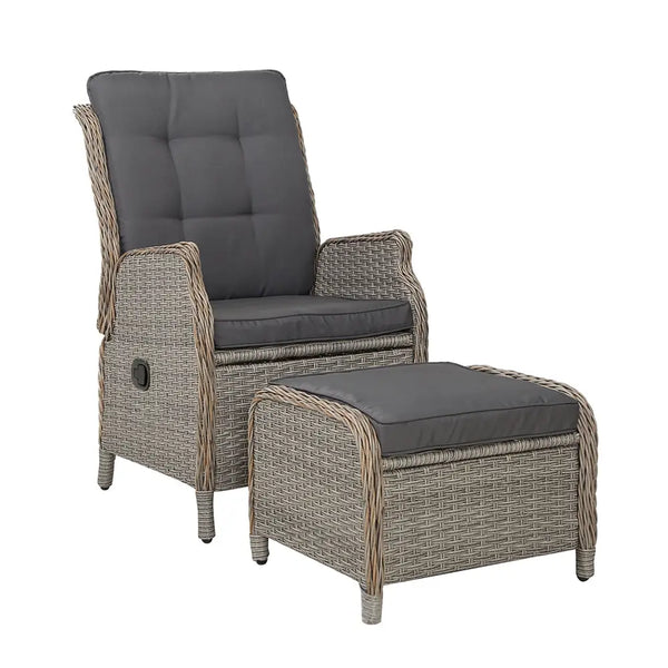 Gardeon wicker recliner chair with ottoman and ottoman