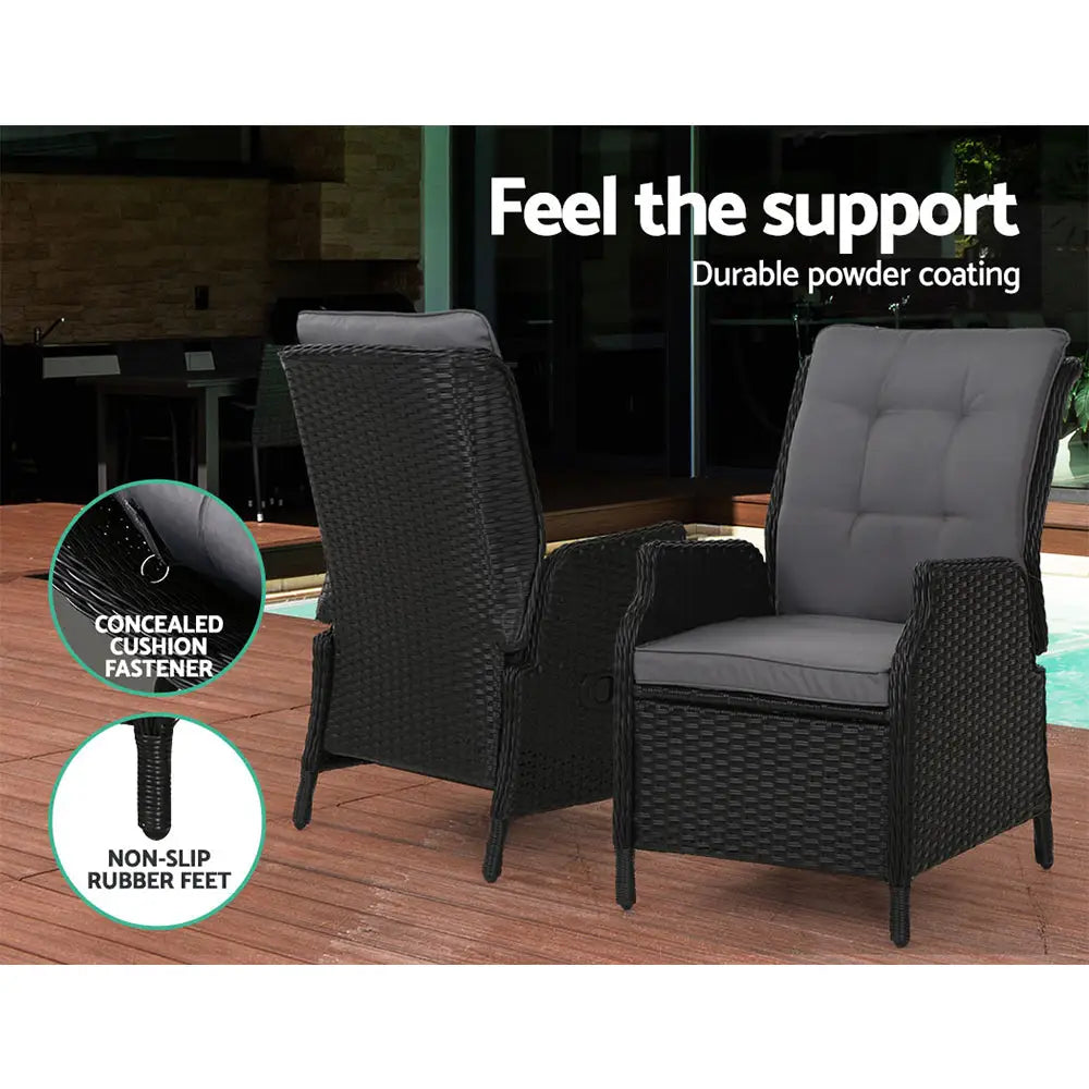 Gardeon wicker recliner chair set with ottoman at the patio furniture store