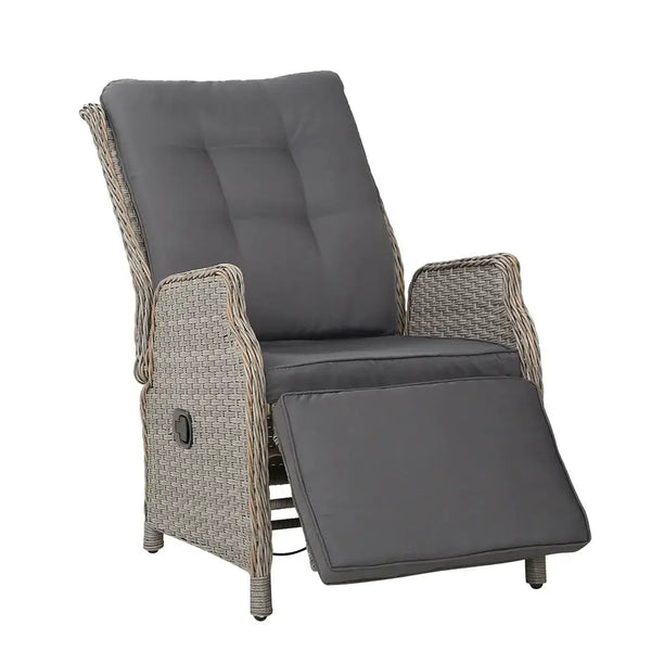 Gardeon wicker recliner chair with padded seat