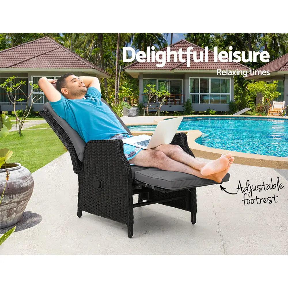Gardeon wicker recliner chair by the pool