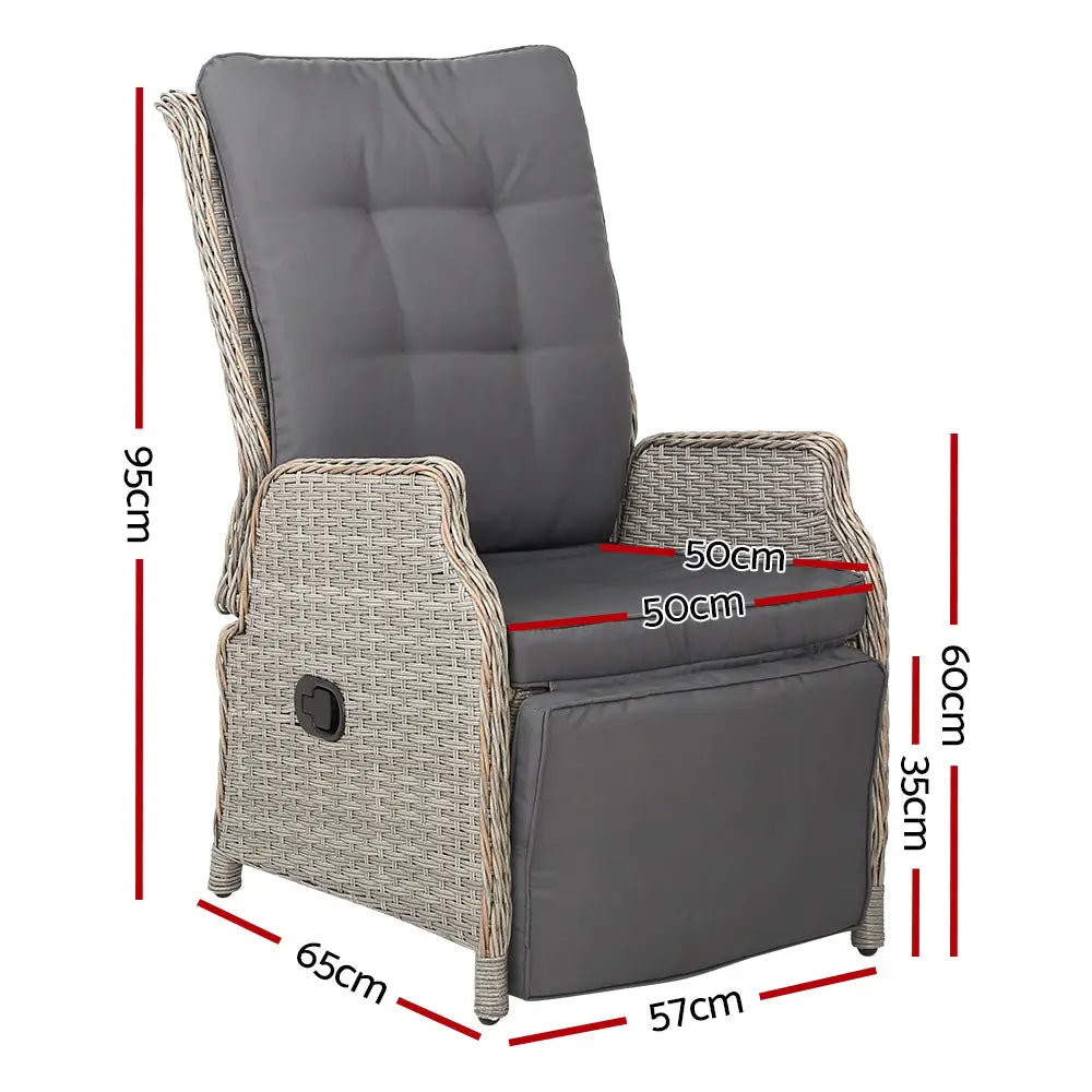 Gardeon wicker recliner chairs sun lounge with adjustable dimensions
