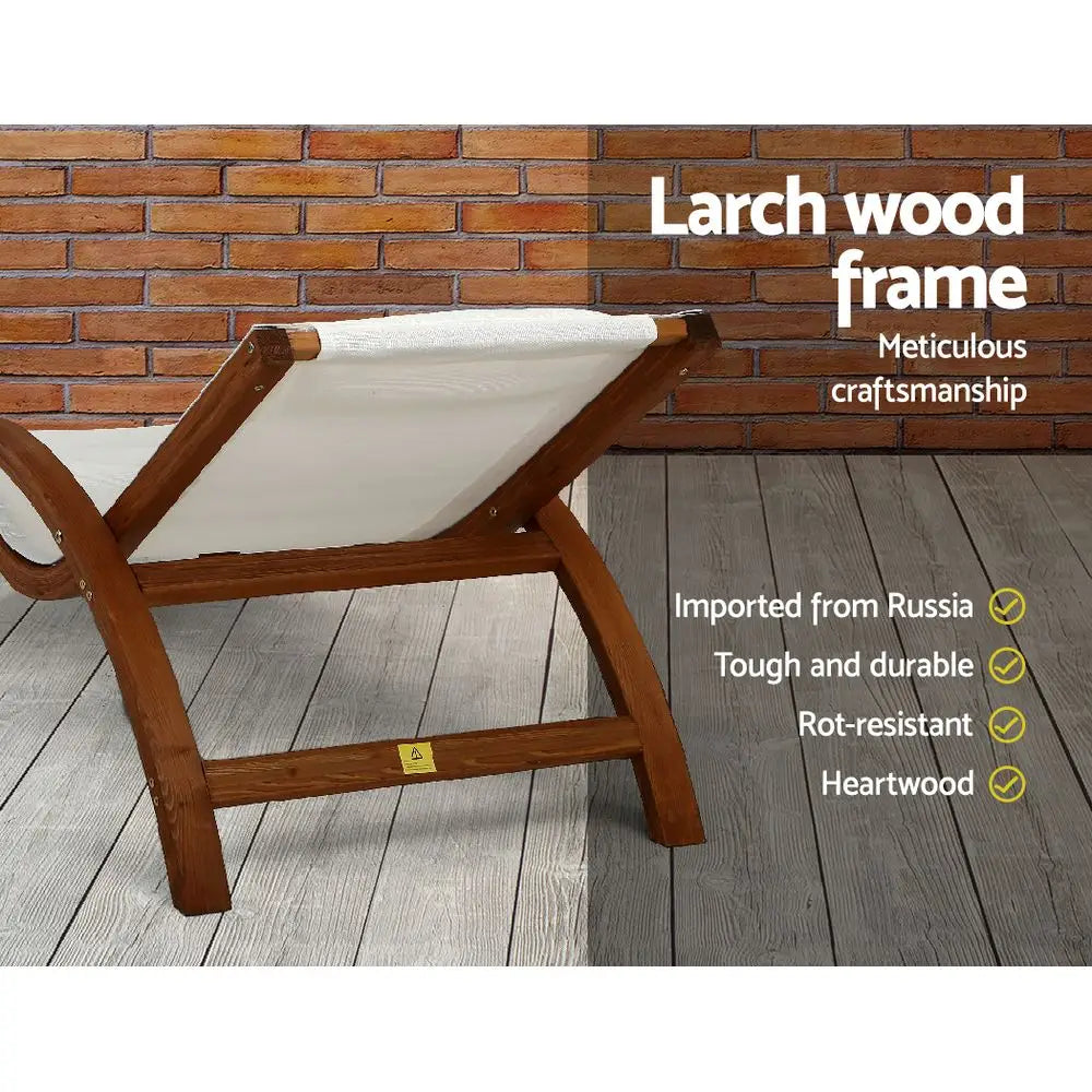 Gardeon sun lounge outdoor timber armchair - cream 4