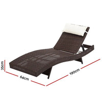 Gardeon sun lounge wicker outdoor adjustable x 2 with white pillow summer glow aesthetic
