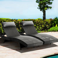 Gardeon sun lounge wicker outdoor adjustable x 2 by the pool