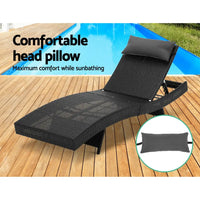 Gardeon sun lounge wicker outdoor adjustable x 2 by a swimming pool