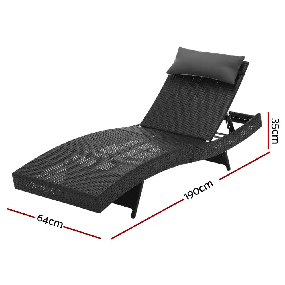 Gardeon sun lounge wicker outdoor beach chair with adjustable dimensions