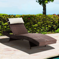 Gardeon sun lounge wicker outdoor beach chair by the pool on a patio
