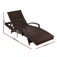 Diagram of gardeon sun lounge wicker outdoor chair with adjustable cushion