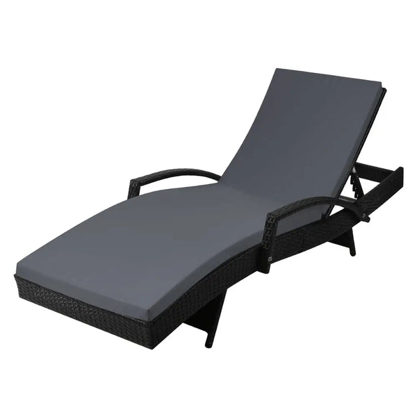 Gardeon sun lounge wicker outdoor chair with adjustable cushion