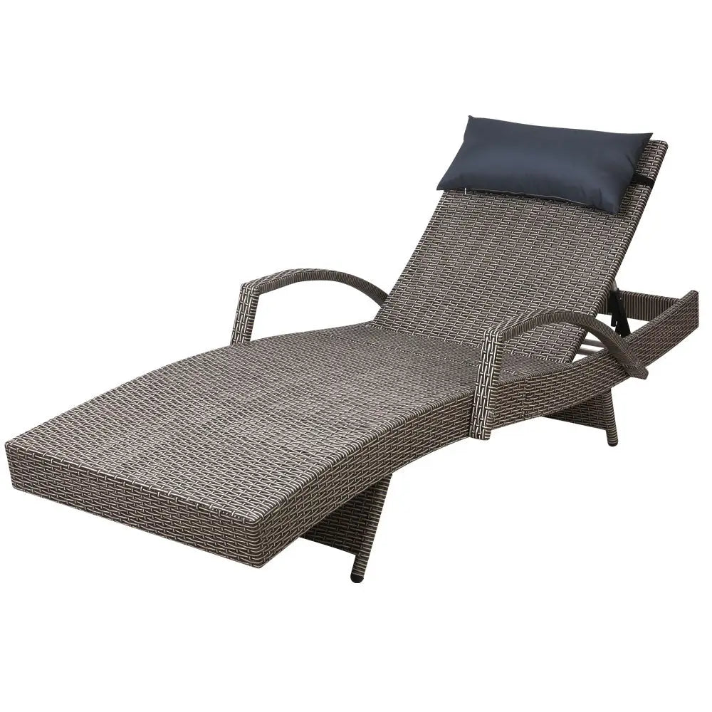 Gardeon sun lounge wicker chair with pillow