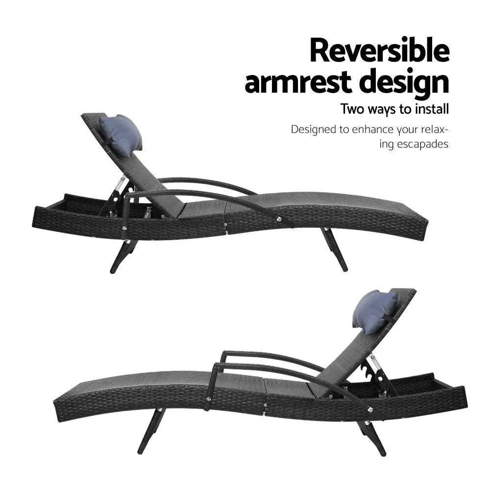 Two gardeon sun lounge wicker chairs by reve design