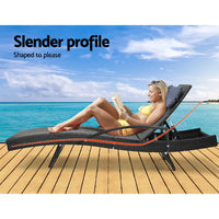 Gardeon sun lounge wicker outdoor chair on wooden deck