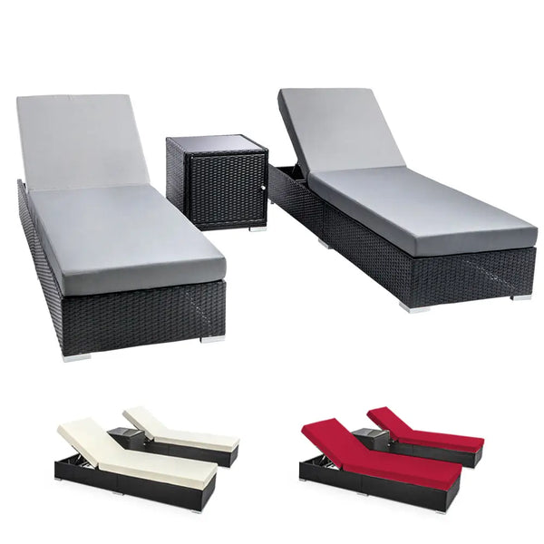 Gardeon sun lounge wicker x 2 outdoor furniture set with cushion covers