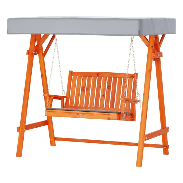 2 Seater Wooden Swing Bench Seat with Canopy - Charcoal or Teak