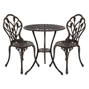 Gardeon tulip 3pc outdoor bistro set - embrace nature’s serenity with metal patio chairs and table