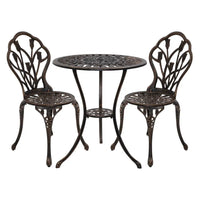 Gardeon tulip 3pc outdoor bistro set - embrace nature’s serenity with metal patio chairs and table