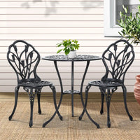 Gardeon tulip 3pc outdoor bistro set chairs table cast aluminium patio, embrace natures serenity
