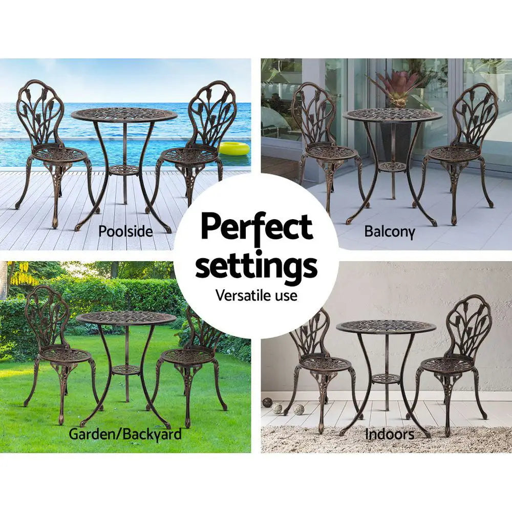 Gardeon tulip 3pc outdoor bistro set - patio furniture sets