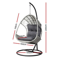 Gardeon wicker egg swing chair with anti-rust steel frame - light grey