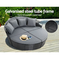 Gardeon wicker lounger day bed outdoor furniture patio with gavis outdoor round sofa