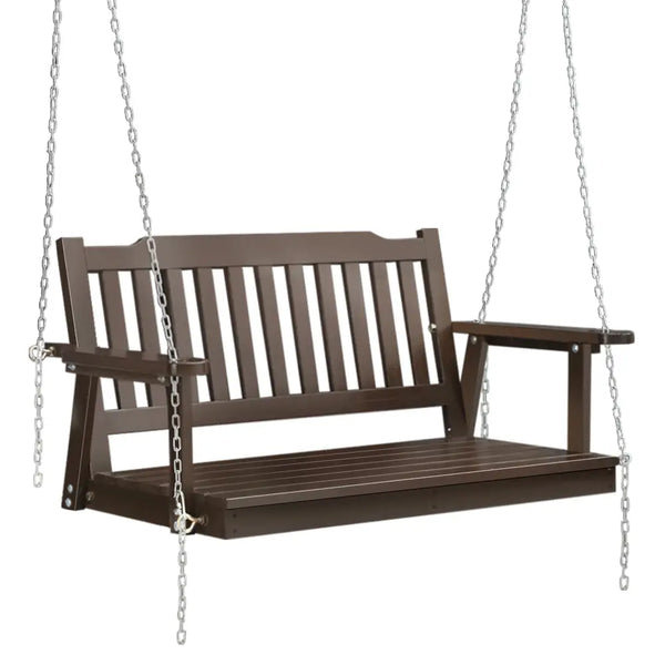 Gardeon wooden porch swing chair - 2 seater with chains