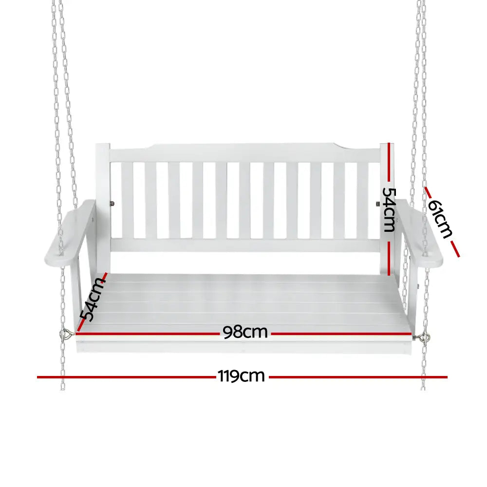 Gardeon wooden porch swing chair - 2 seater with measurements