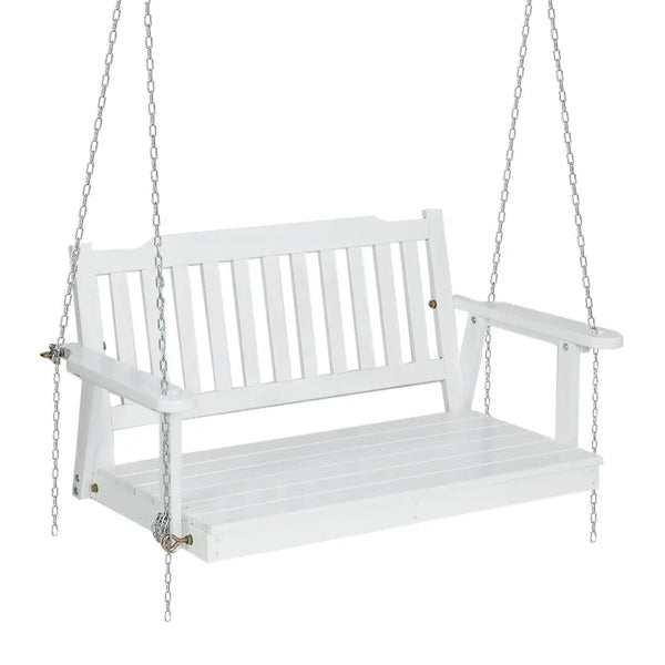 Gardeon wooden porch swing chair - 2 seater, white swing chair