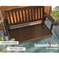 Gardeon 2 seater wooden porch swing chair with blue rug