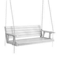 Gardeon wooden porch swing chair - 3 seater: white wooden swing chair with chains