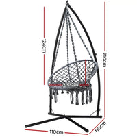 Gardeon woven hammock hanging chair with steel stand, swing chair with measurements