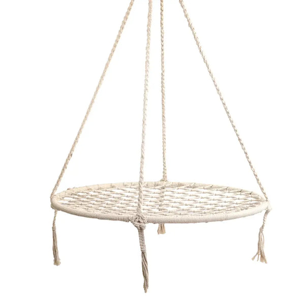 Gardeon woven hanging swing seat 100cm - cream with durable hanging ropes