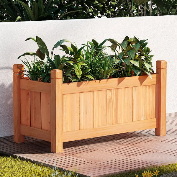 Greenfingers garden bed 60x30x33cm wooden planter box with plants
