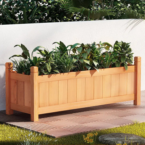 Greenfingers wooden planter box with plants - greenfingers garden bed 90x30x33cm