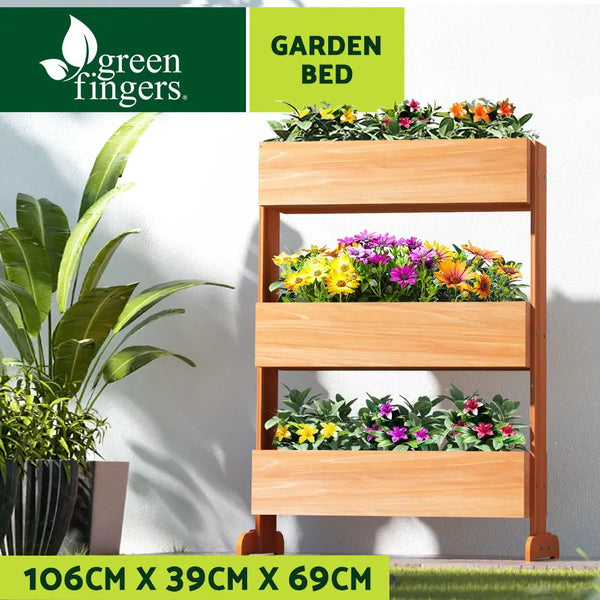 Greenfingers garden bed elevated wooden planter with flowers
