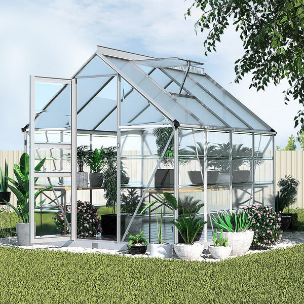 Greenfingers greenhouse: aluminium frame glass roof - ideal for vegetation blossom