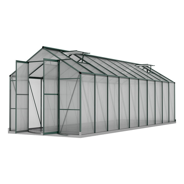 Greenfingers aluminium greenhouse with green roof, 6.3m, 2.44m, 2.1m - bear fruit beautifully