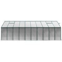 Aluminium greenhouse with glass roof and door - greenfingers greenhouse 6.3 x 2.44 x 2.1m