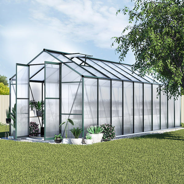 Greenfingers aluminium greenhouse with glass roof; grow plants and bear fruit beautifully