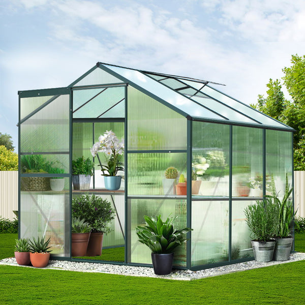 Greenfingers greenhouse: 190 x 190cm aluminium shed with potted plants - bear fruit beautifully