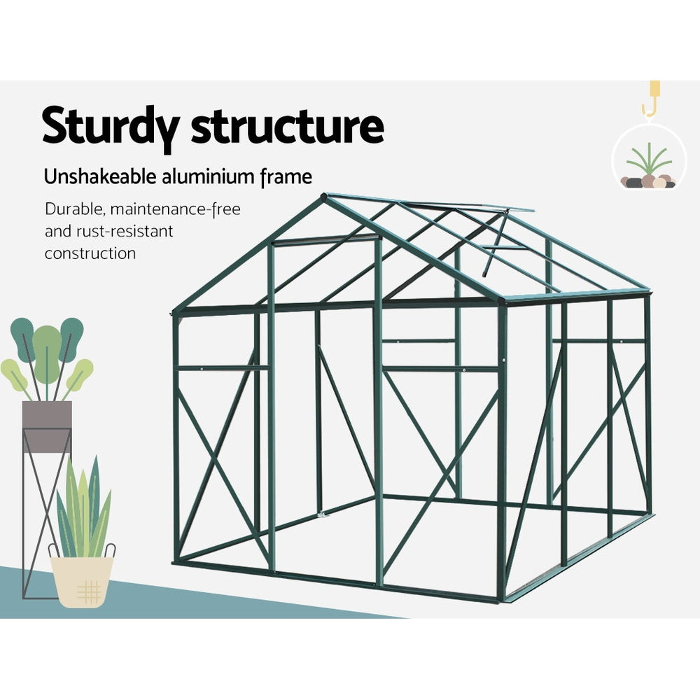 Sustainable greenfingers aluminium greenhouse structure - 190x190x184cm for eco-friendly gardening