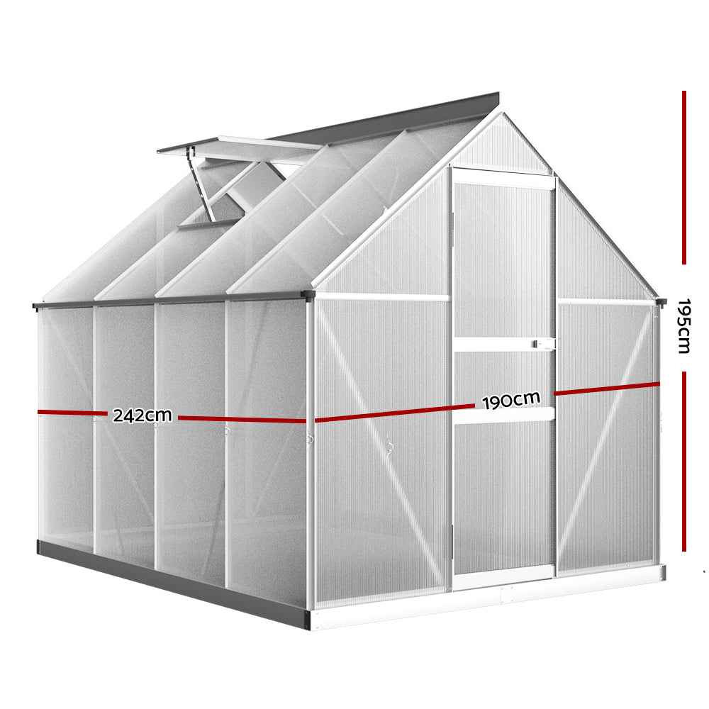 Diagram of the greenfingers aluminium polycarbonate greenhouse with glass roof and window