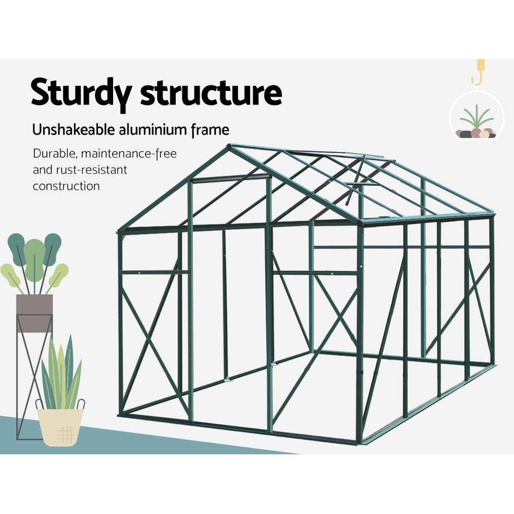 Sustainable greenfingers aluminium greenhouse shed: 252x190x184cm for a beautiful garden yield