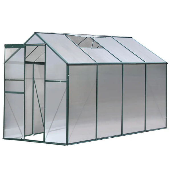 Open-door greenfingers aluminium polycarbonate greenhouse for your garden - 252x190x184cm