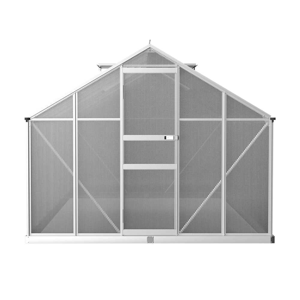 Greenfingers aluminium greenhouse with large roof and window - 362x250x195cm, bear fruit beautifully