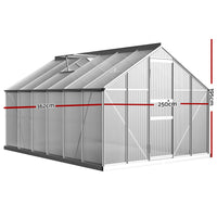 Diagram of greenfingers aluminium greenhouse garden shed with roof and window, ideal for growing