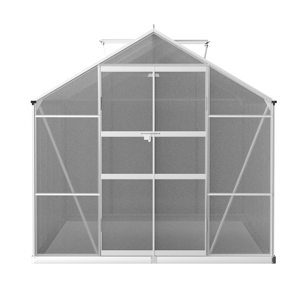 Greenfingers aluminium greenhouse with double doors and gray roof 308 x 250 x 226 cm