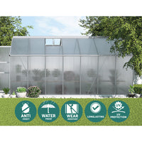 Greenfingers aluminium greenhouse with green roof and double doors - 410x250x226cm
