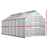 Diagram of greenfingers greenhouse double doors aluminium shed with glass roof and window