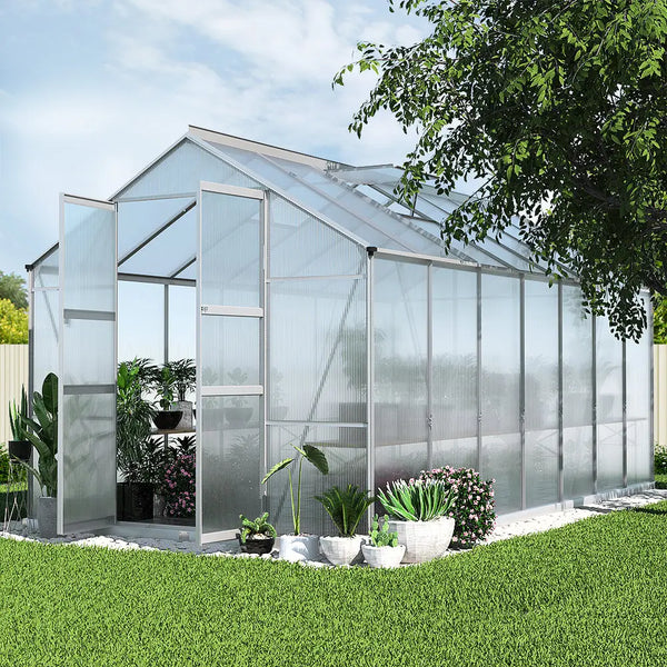 Greenfingers aluminium greenhouse with double doors - perfect for growing plants year-round